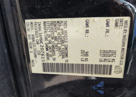 2017 Nissan Altima from USA, damaged, VIN 1N4AL3AP6HT207615